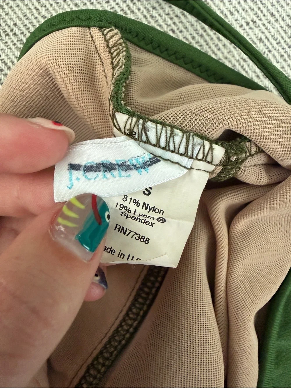 J. Crew Olive Green Lined Swim Top